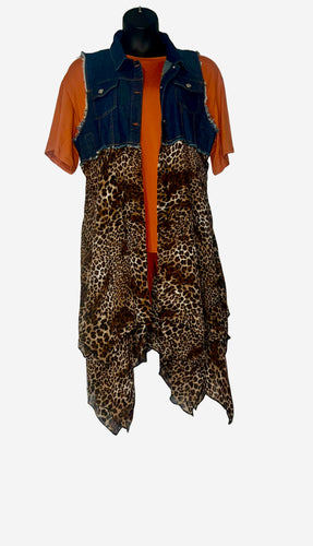 Plus Denim /Cheetah Vest