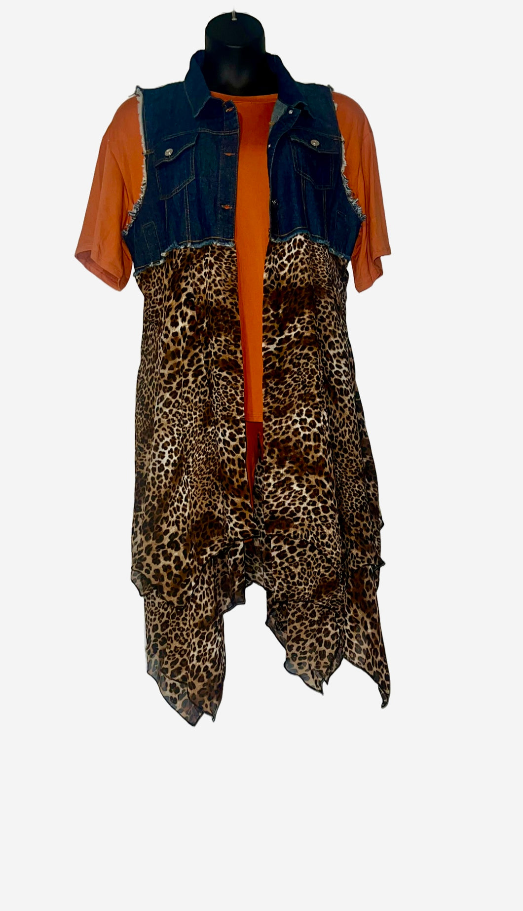 Plus Denim /Cheetah Vest