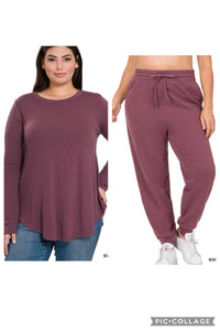 Plus Joggers Set Eggplant